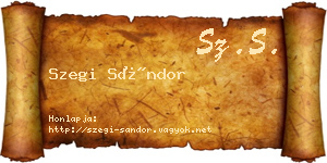 Szegi Sándor névjegykártya